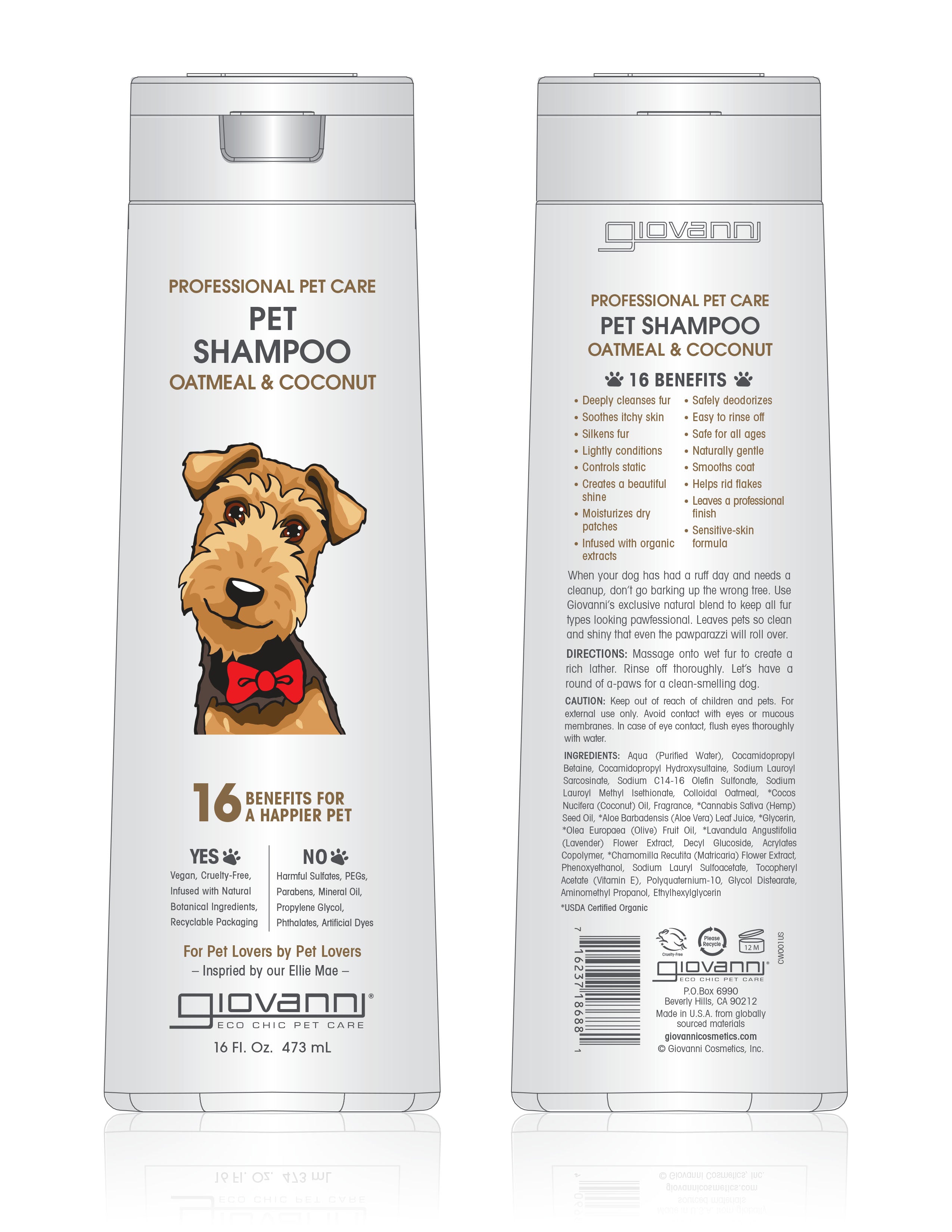 Giovanni Cosmetics - Professionelles Haustier-Shampoo - Haferflocken & Kokosnuss - 473ml