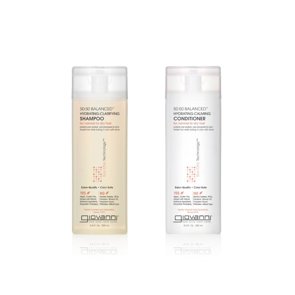 Giovanni Cosmetics – 50:50 Balanced Hair Care Set – Shampoo & Spülung für normales bis trockenes Haar