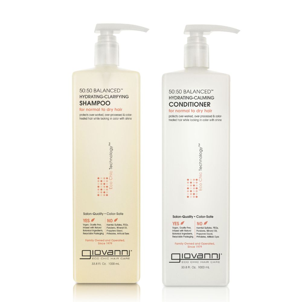 Giovanni Cosmetics – 50:50 Balanced Hair Care Set – Shampoo & Spülung für normales bis trockenes Haar