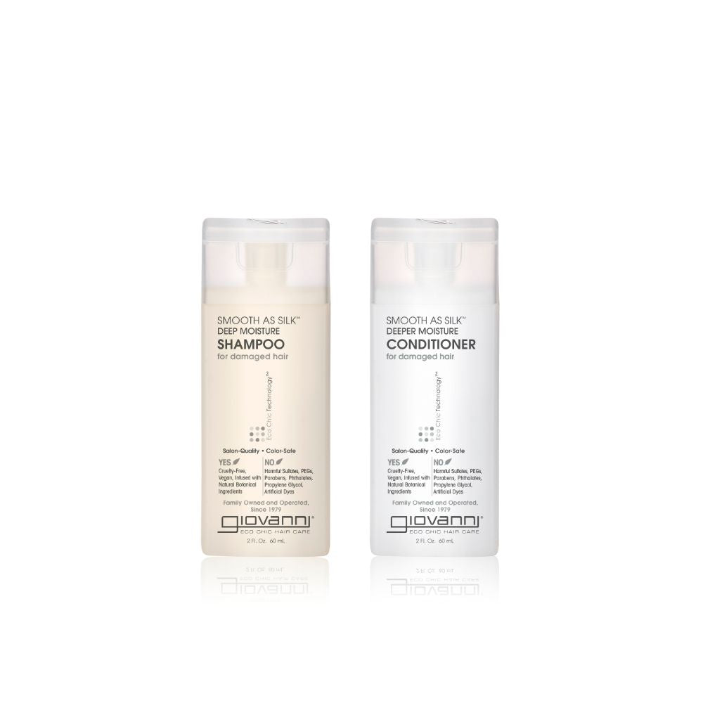 Giovanni Cosmetics – Smooth as Silk Haarpflegeset – Shampoo & Spülung für strapaziertes Haar