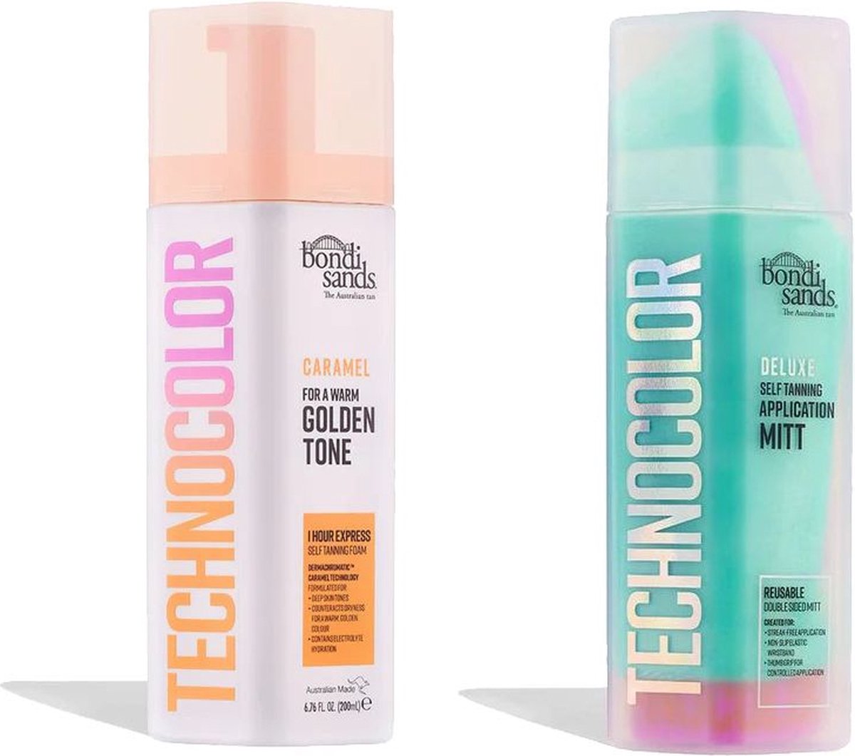 Bondi Sands Technocolor 1 Hour Express Selbstbräunungsschaum – Karamell – 200 ml + Technocolor Anwendungshandschuh