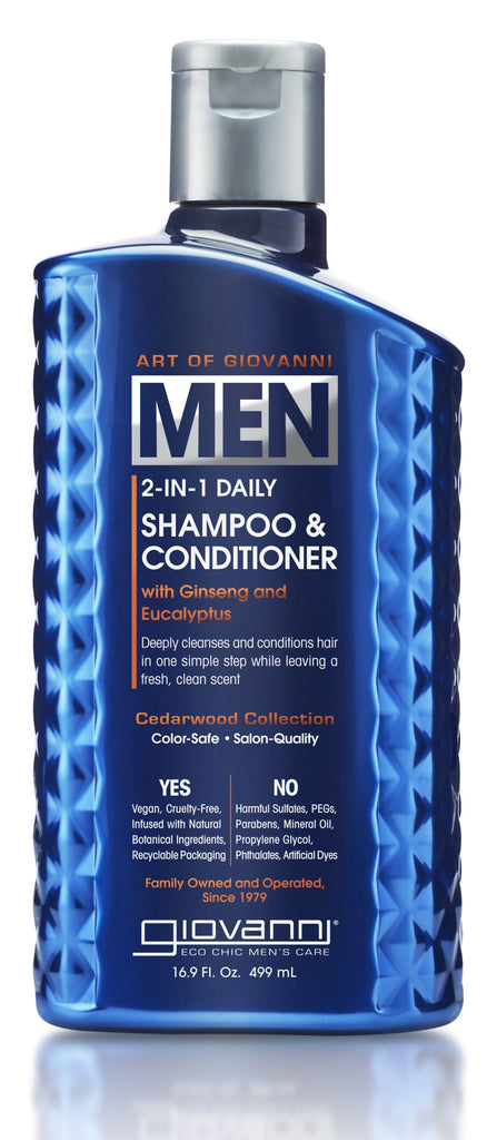 Giovanni Cosmetics – MEN 2-in-1 Daily Shampoo &amp; Conditioner – mit Ginseng &amp; Eukalyptus