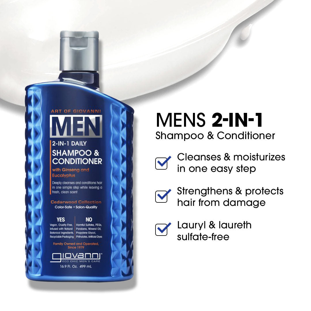 Giovanni Cosmetics - 2-in-1-Shampoo und Spülung für Männer, täglich, 499 ml