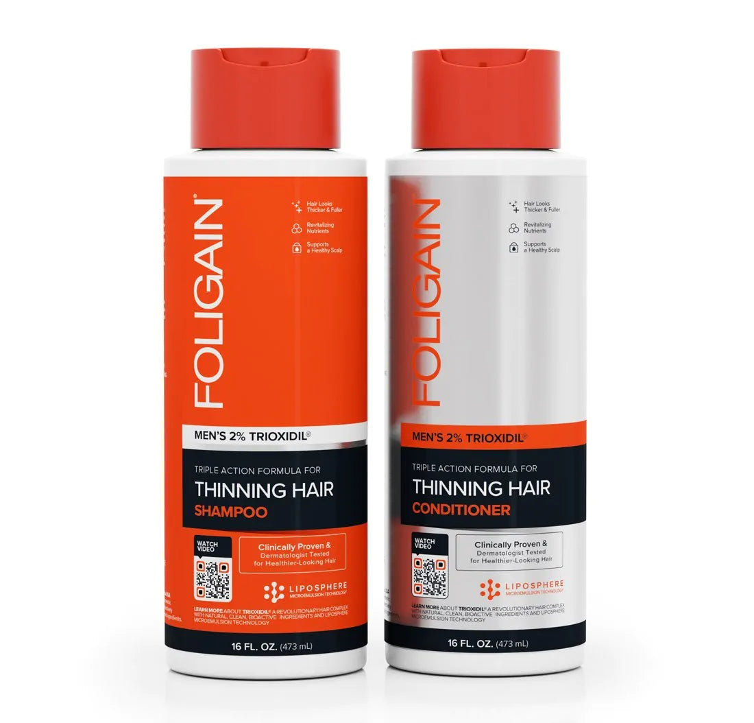 FOLIGAIN Haarpflegeset Mann - Shampoo + Spülung - (2x 473 ml)