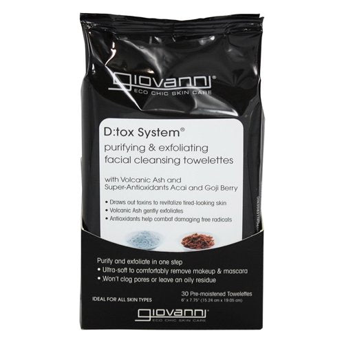 Giovanni Cosmetics -- Facial Cleansing Towelettes Giovanni Cosmetics -- D:Tox System® (Purifying & Exfoliating) 30 st
