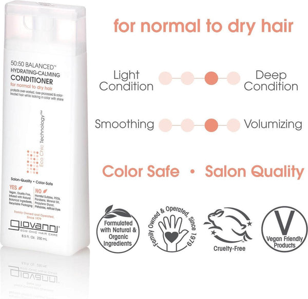 Giovanni Cosmetics – 50:50 Balanced Hair Care Set – Shampoo & Spülung für normales bis trockenes Haar