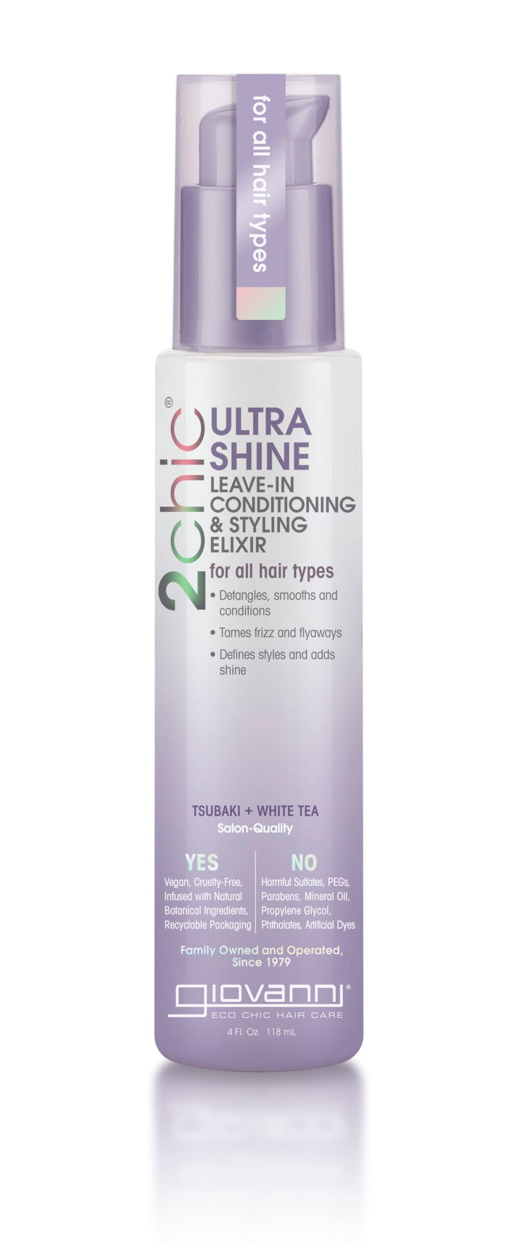Giovanni Cosmetics 2chic – Ultra-Shine Leave-In Conditioning &amp; Styling Elixir with Tsubaki &amp; White Tea 118 ml
