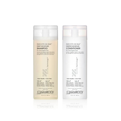 Giovanni Cosmetics – Smooth as Silk Haarpflegeset – Shampoo &amp; Spülung für strapaziertes Haar