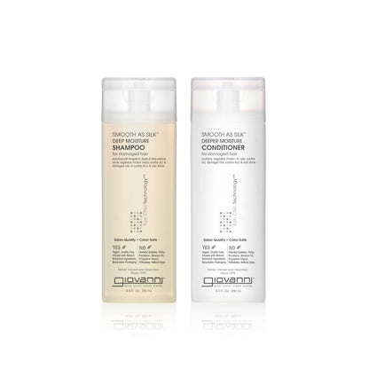 Giovanni Cosmetics – Smooth as Silk Haarpflegeset – Shampoo &amp; Spülung für strapaziertes Haar