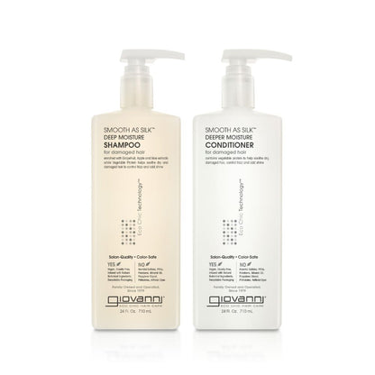 Giovanni Cosmetics – Smooth as Silk Haarpflegeset – Shampoo &amp; Spülung für strapaziertes Haar