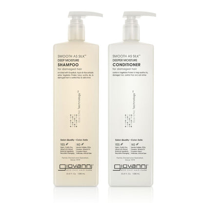 Giovanni Cosmetics – Smooth as Silk Haarpflegeset – Shampoo &amp; Spülung für strapaziertes Haar