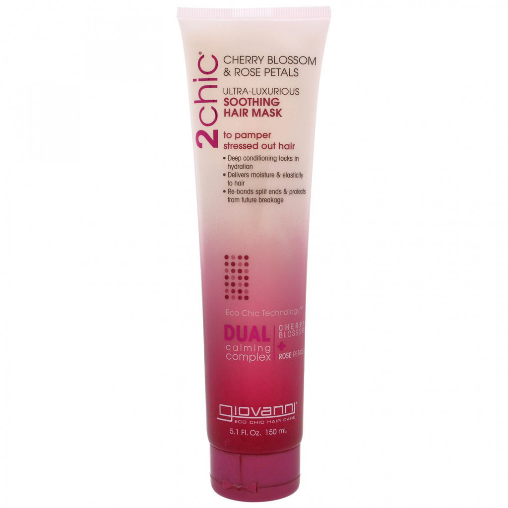 Giovanni Cosmetics – 2chic® – Ultra-luxuriöse, beruhigende Haarmaske mit Kirschblüten und Rosenblättern, 150 ml